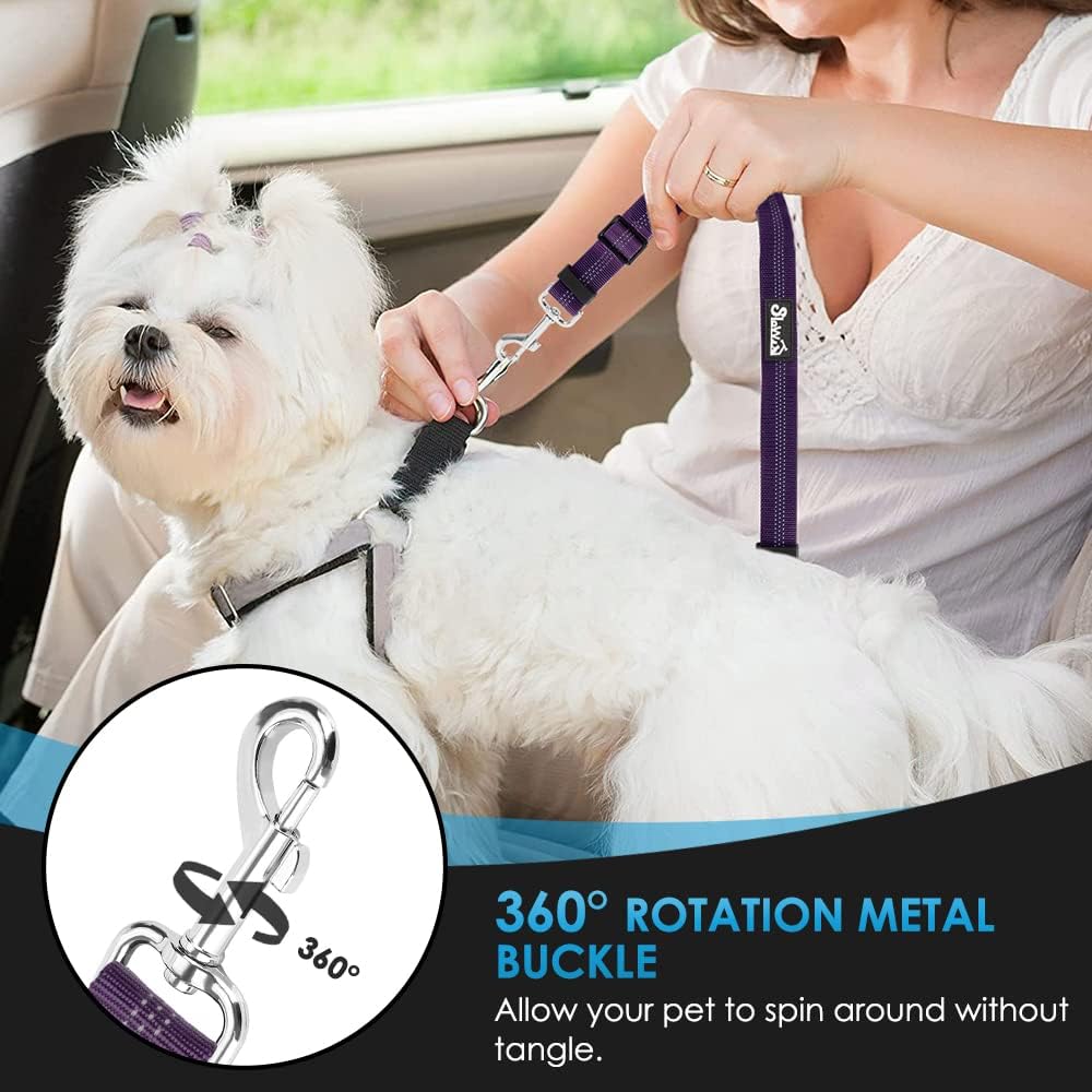 Lukovee Dog Seat Belt for Car, Adjustable Dog Car Harness for Large Medium Small Dogs, Soft Padded & Breathable Mesh Dog Seatbelt with Car Vehicle Connector Strap (Purple,Large) - Pet Explorer