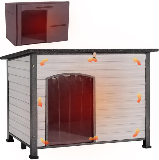 Aivituvin Dog House Outdoor with Insulated Liner, Weatherproof Dog House for Winter, Suitable for Small & Medium & Large Dogs with Unique All-Around Iron Frame(Off-White) - Pet Explorer