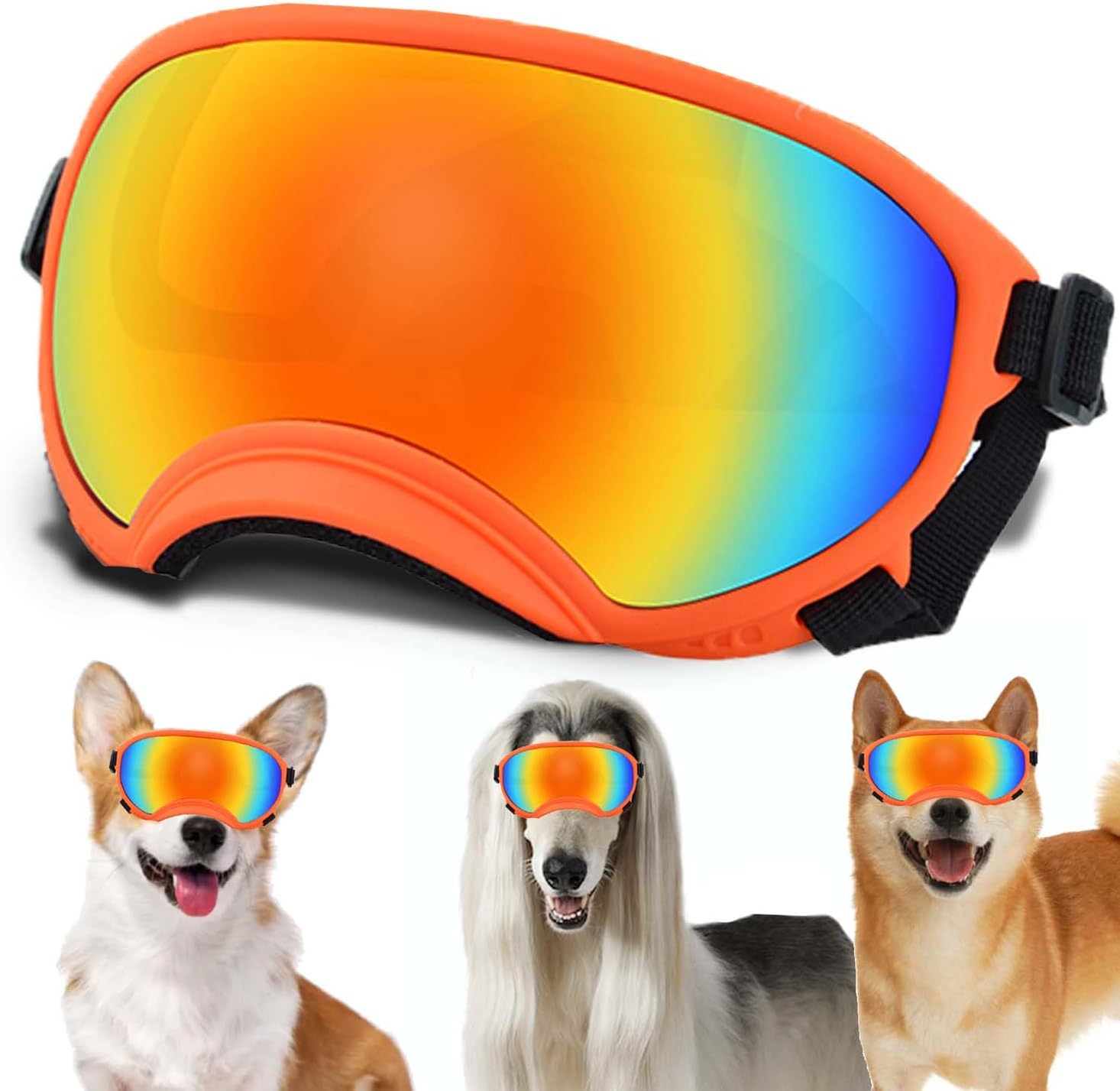 Medium Dog Sunglasses with Adjustable Strap UV Protection, Winproof Dog Puppy Sunglasses, Suitable for Medium Dog Pet Glasses, Dogs Eyes Protection,Soft Dog Goggles - Pet Explorer