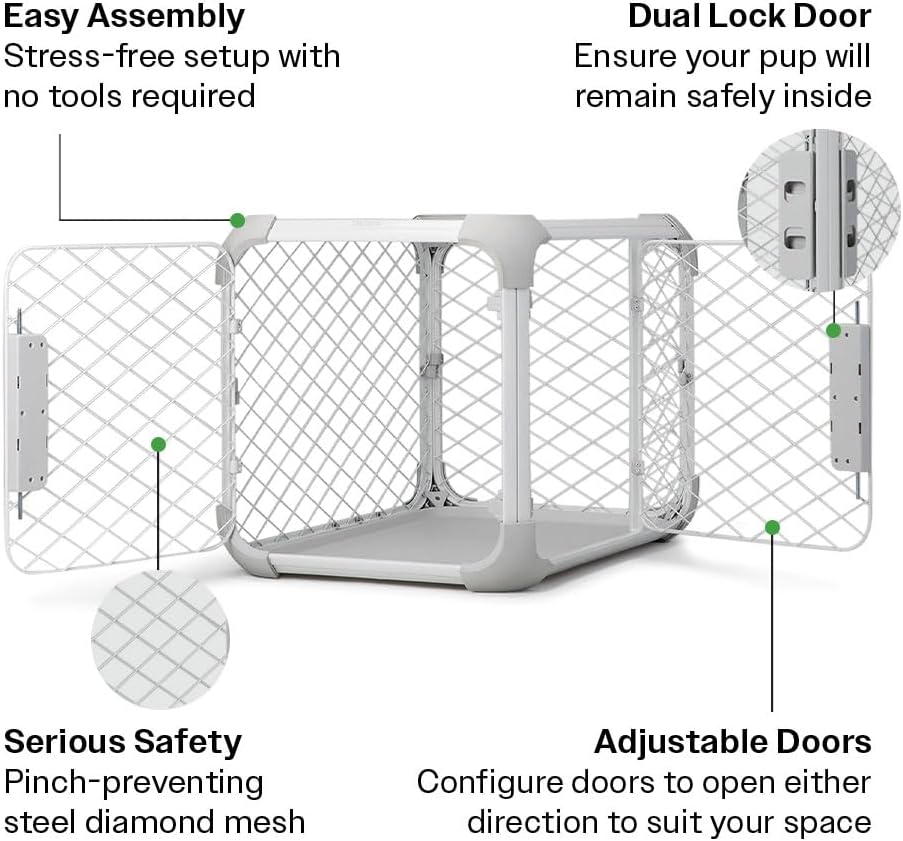 DIGGS Evolv Dog Crate - Slim, Durable Dog Kennel with Removable Ceiling Panel and Modular Design - Safe, Stylish, Convenient (Ash, Large) - Pet Explorer