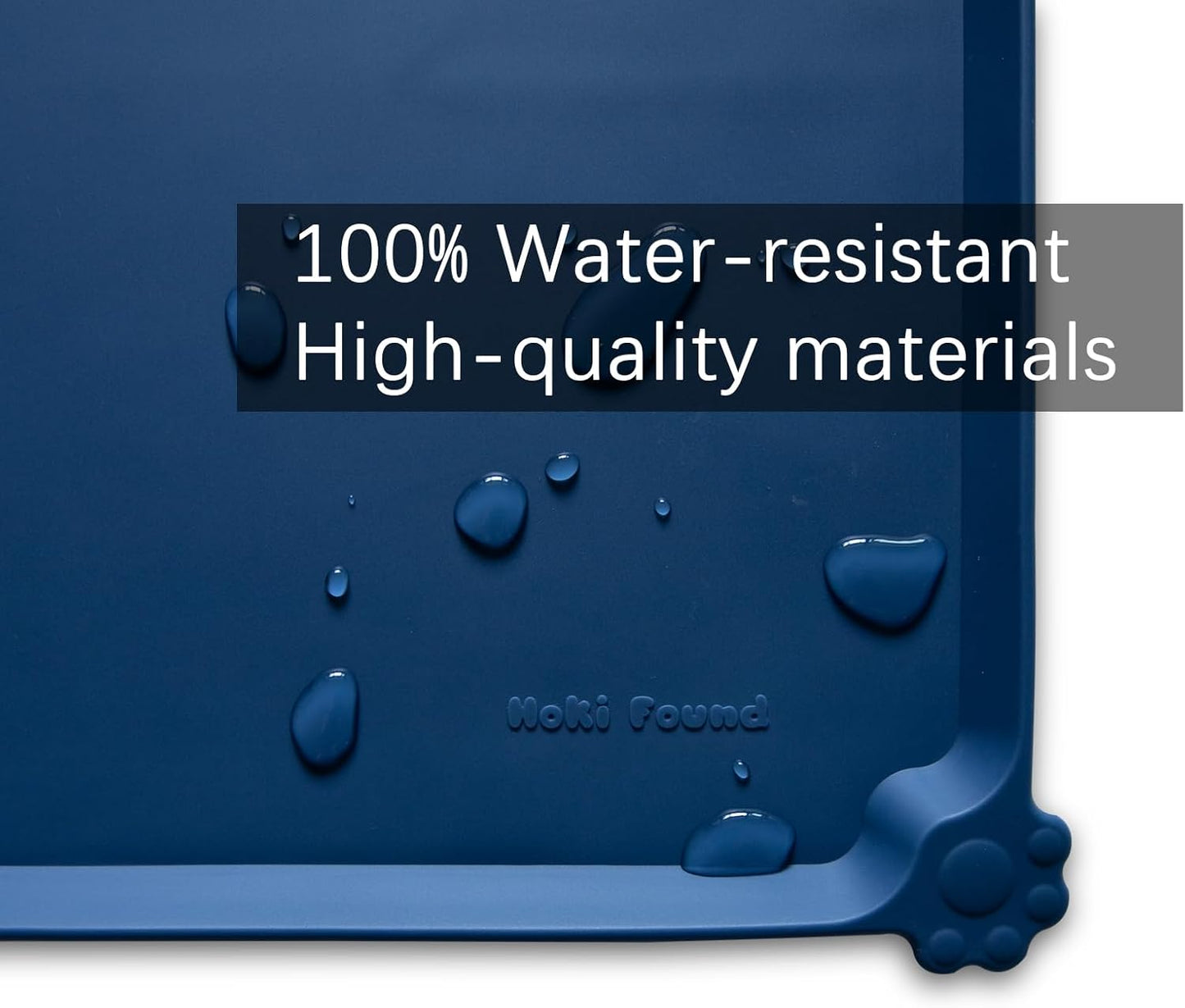 Hoki Found XX-Large Silicone Pet Food Mats - Non-Slip Dog & Cat Bowl Placemats - Waterproof Feeding Mats - Ink Indigo - Pet Explorer
