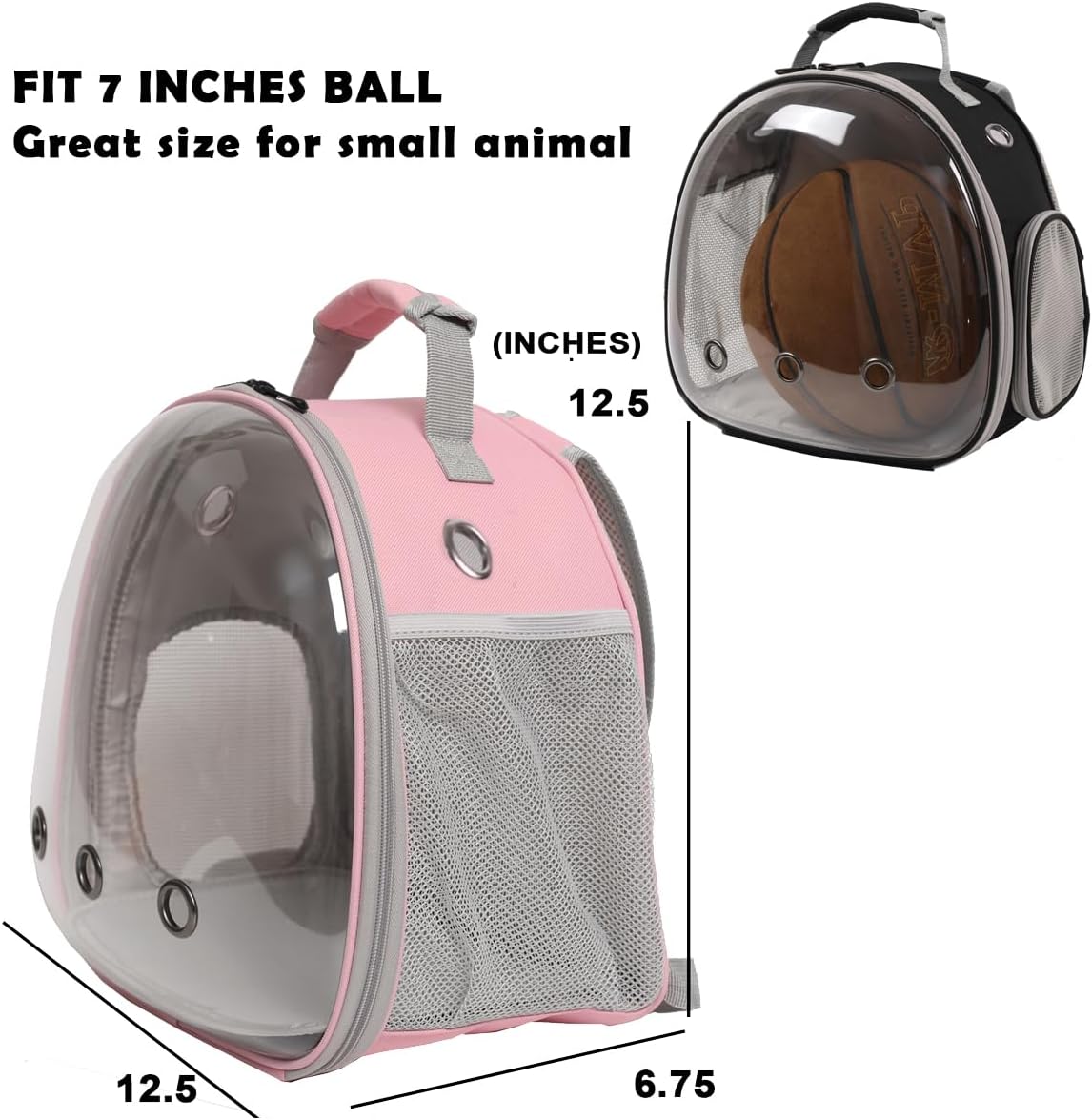 Hamster Backpack Carrier, Bearded Dragon Carrier Backpack with Clear Bubble Window,Small Animal Travel Backpack for Hedgehog Rat,Chameleon,Rabbit,Sugar Glider,Airline Approved (Pink, Backpack) - Pet Explorer