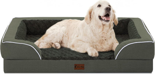 Orthopedic XL Dog Bed for Extra Large Dogs, Waterproof Memory Foam Dog Beds with Sides, Non-Slip Bottom and Egg-Crate Foam Big Dogs Beds with Removable Washable Cover(X-Large,Dark Green) - Pet Explorer