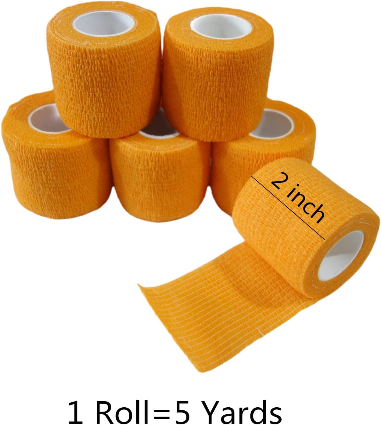 6 Pack 2" x 5 Yards Self Adhesive Bandage Wrap Breathable Cohesive Vet Wrap for Pets, Elastic Self-Adherent Tape for Sports, Wrist, Ankle (Orange) - Pet Explorer