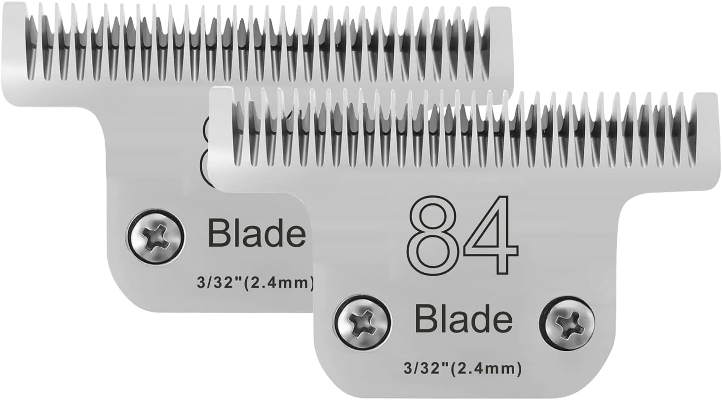 2PCS T84 Blade Dog Grooming Replacement Blades Compatible with Andis Dog Clippers,Dog Clipper Blades Compatible with Wahl KM-10 Series Clippers, Oster A5,Size-T-84 3/32-Inch Cut Length - Pet Explorer