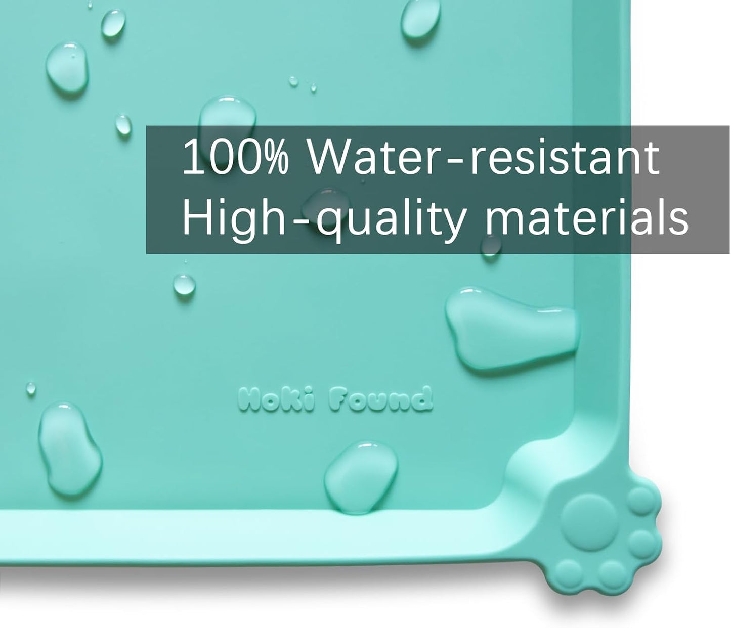Hoki Found X-Large Silicone Non Slip Pet Food Mats - Silicone Pet Proof Bowls - Waterproof & Easy to Clean - For Dogs & Cats - Cool Mint - Pet Explorer
