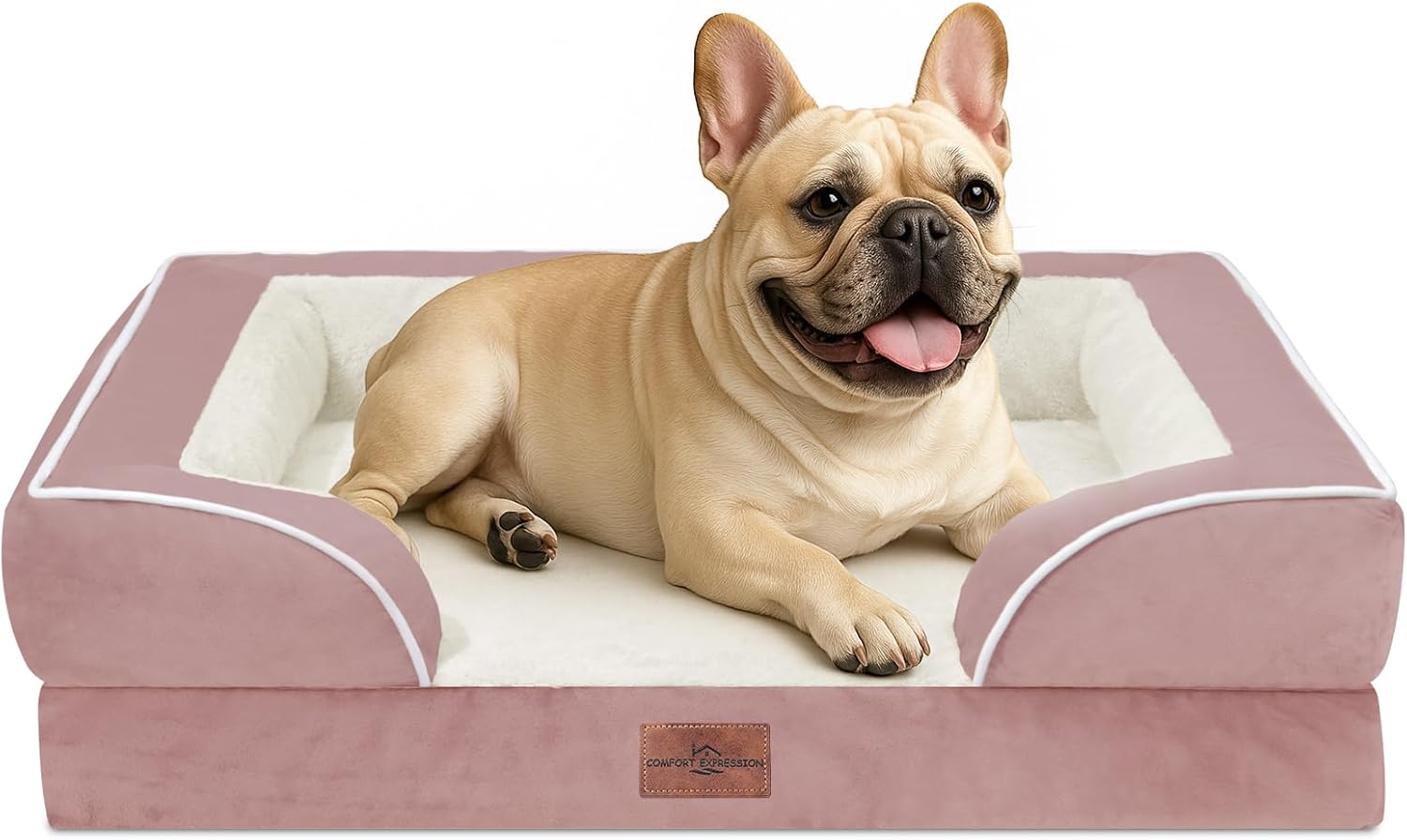 Comfort Expression Small Dog Beds Waterproof Orthopedic Foam Dog Sofa Beds for Medium Dogs Comfy Pet Bed with Washable Removable Cover & Non-Slip Bottom(Small,Pink) - Pet Explorer