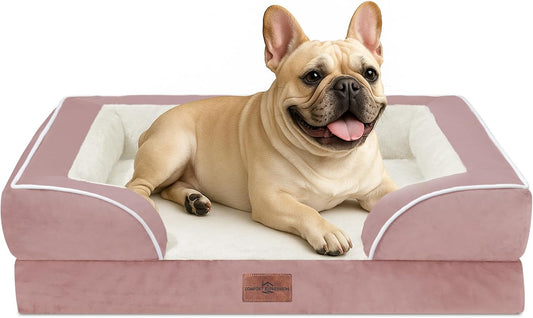 Comfort Expression Small Dog Beds Waterproof Orthopedic Foam Dog Sofa Beds for Medium Dogs Comfy Pet Bed with Washable Removable Cover & Non-Slip Bottom(Small,Pink) - Pet Explorer