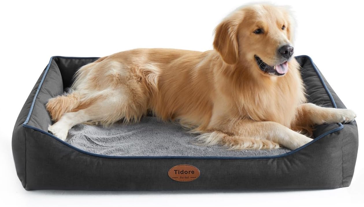 Orthopedic Dog Beds for Medium Dogs, Durable Egg Crate Foam Sofa Dog Bed wit Washable Removable Cover,Waterproof Lining,Pet Bed for Large Dogs (Dark Grey, 39.4" L x 31.5" W x 7.4" Th) - Pet Explorer