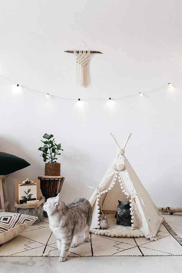 MINICAMP Pet Teepee Bed for Cats – Cozy Cat Beds for Indoor Cats – Luxury Pet House & Hideaway Bed for Cats & Small Animals - Made in EU (Small)