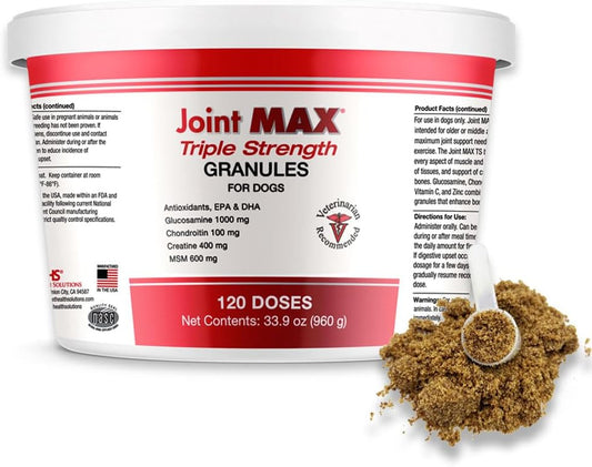 TS Joint Supplement Vet Formulated Pain & Inflammation Relief Treats Hip Dysplasia & Arthritis, Glucosamine, Chondroitin, Turmeric, MSM, HA, Creatine, Omega 3 EPA + DHA. Granules 120 Doses - Pet Explorer
