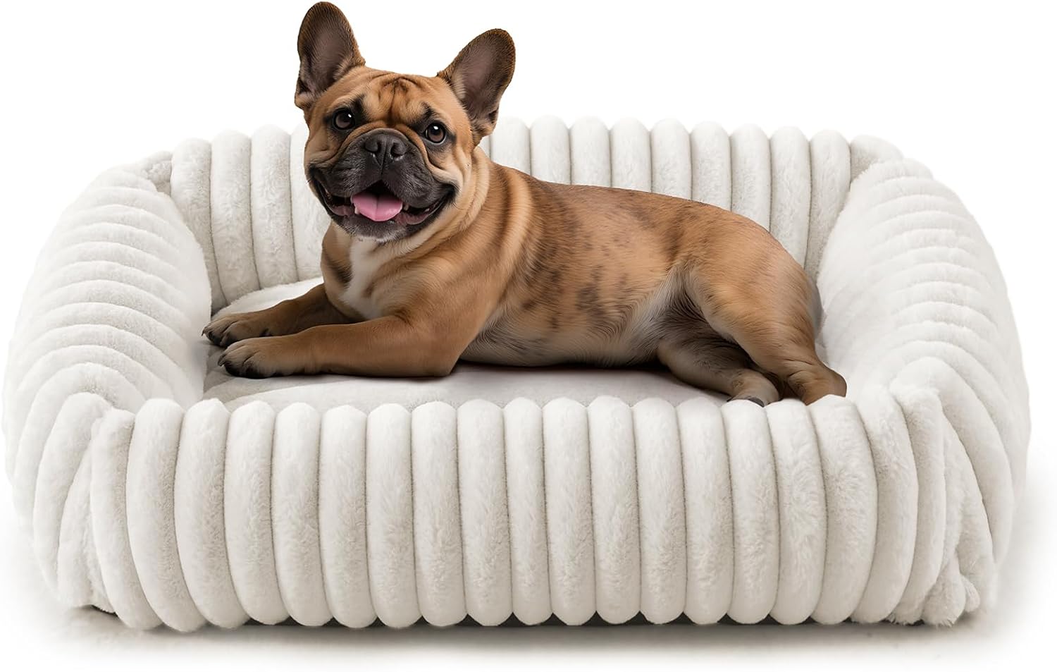 Dog Beds Medium Sized Dog, Washable Orthopedic Pet Bed with Removable Cover, Rectangle Soft Calming Sleeping Puppy Bed Durable Pet Cuddler with Anti-Slip Bottom, 30"x24"x8" Cream - Pet Explorer