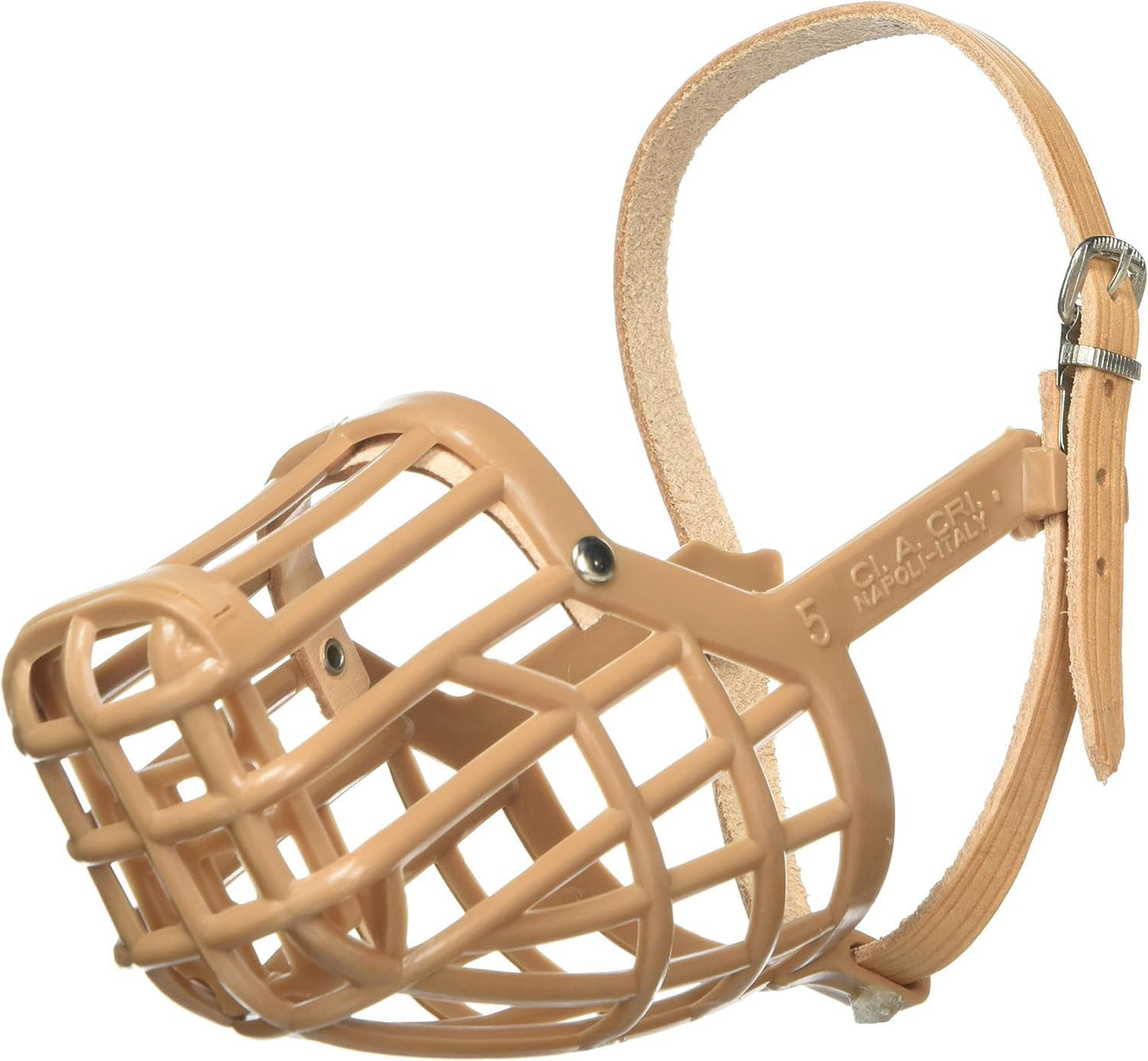 Leather Brothers Italian Basket Dog Muzzle, Adjustable Secure Fit, Comfortable Design, Training and Safety, Averts Biting, Prevents Chewing and Scavenging, Perfect for Grooming - Tan, Size 9 - Pet Explorer