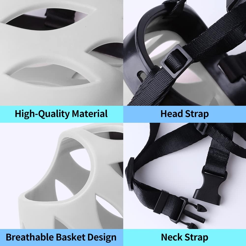 Dog Muzzle, Breathable Basket Muzzles for Small, Medium, Large and X-Large Dogs, Prevent Barking, Biting, Chewing Dog Mouth Cover Gray - Pet Explorer