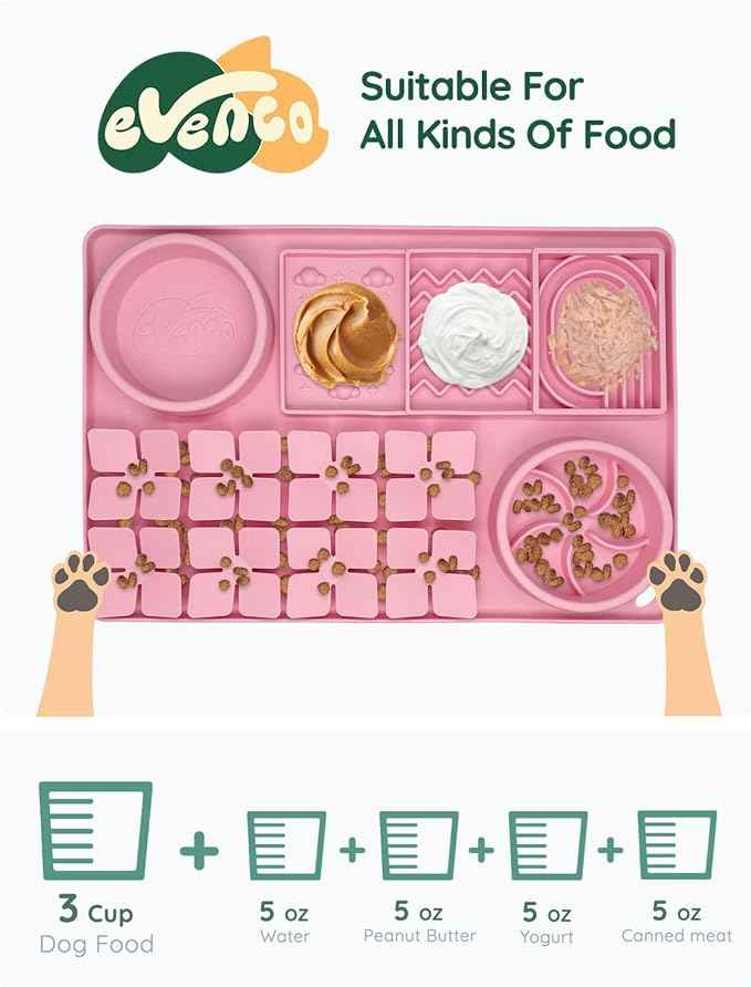 Slow Feeder Bowl for Dogs and Cats, Silicone Lick Mat & Snuffle Mat with Suction Cups - Interactive Puzzle Feeder, Slow Eating, Keep Busy and Reduce Vomiting (15.75" x 10.5" Pink)