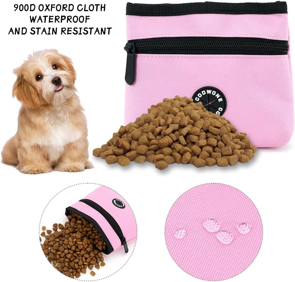 COOWONE Dog Treat Pouch with Pet Training Clicker, Detachable Dog Puppy Training Treat Bag, 900D Oxford Cloth Magnetic Closure Small Dog Walking Bag for Travel or Outdoor Use - Pet Explorer