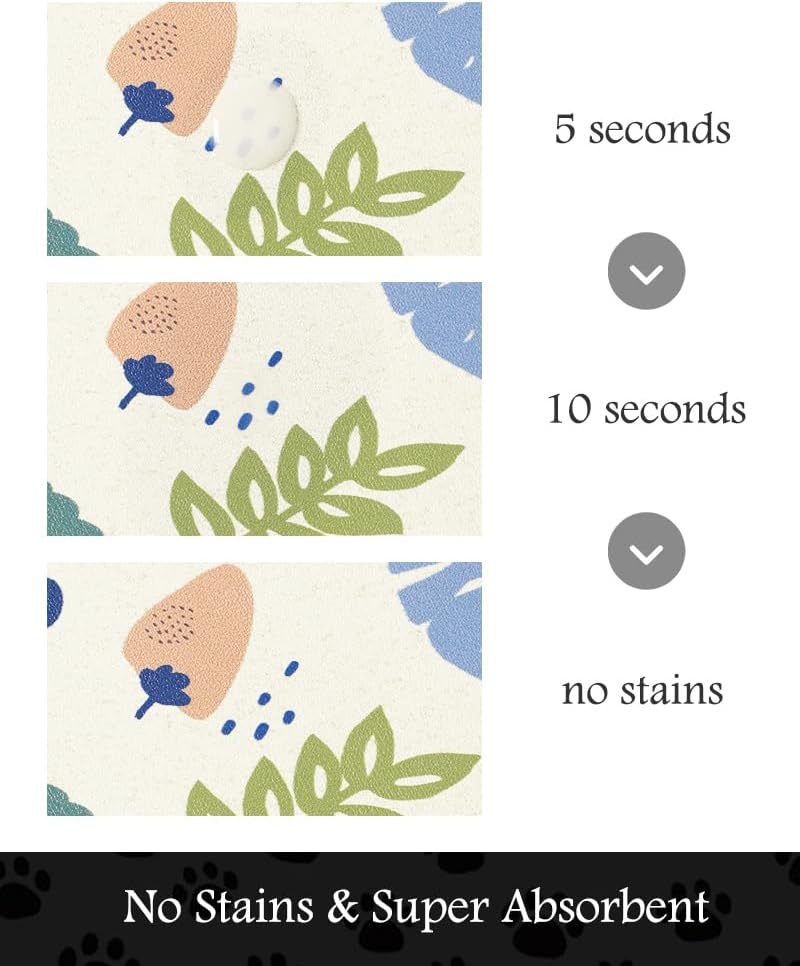 Pet Feeding Mat-Absorbent Dog Mat for Food and Water Bowl-No Stains Quick Dry Water Dispenser Mat-Dog Accessories Pet Supplies-Bowl for Messy Drinkers（LIGHTFLOWERS,12"x19" - Pet Explorer
