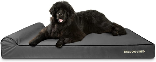 The Dog’s Bed Orthopedic Headrest Dog Bed XXXL Grey/Black 64x44, Memory Foam, Pain Relief for Arthritis, Hip & Elbow Dysplasia, Post Surgery, Lameness, Veterinary Approved, Waterproof Washable Cover - Pet Explorer