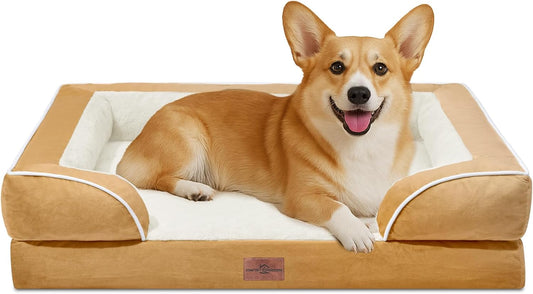 Comfort Expression Medium Dog Beds Waterproof Orthopedic Foam Dog Sofa Beds for Medium Large Dogs Comfy Pet Bed with Washable Removable Cover & Non-Slip Bottom(Medium,Khaki) - Pet Explorer