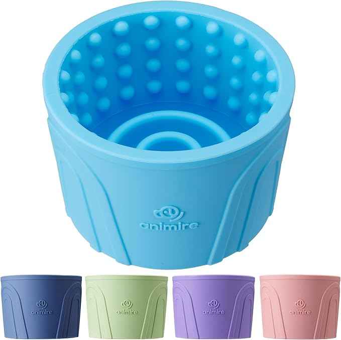 Dog Slow Feeder Lick Bowl, Anxiety Relief Dog Licking Mat Treat Dispenser, Non-Slip Anti-Choking Slow Eating Lick Bowl for Small Medium and Large Breed Dogs, BPA Free Silicone (M-L)