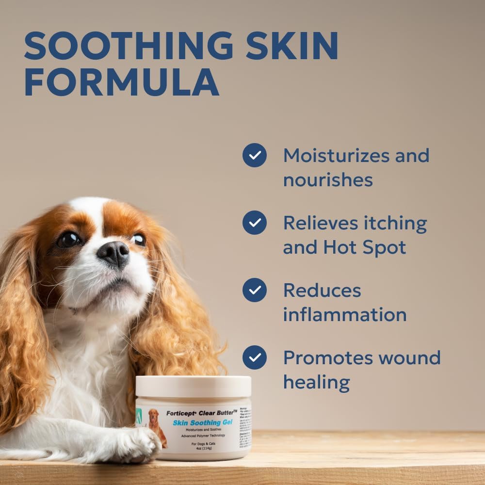 Forticept Clear Butter Dog Hot Spot Treatment Hydro Gel, Heals Dog Wound, Helps with Skin Yeast Infections, Ringworm, Insects Bites, Cuts, Rashes, Skin Allergy, 4 Ounces - Pet Explorer