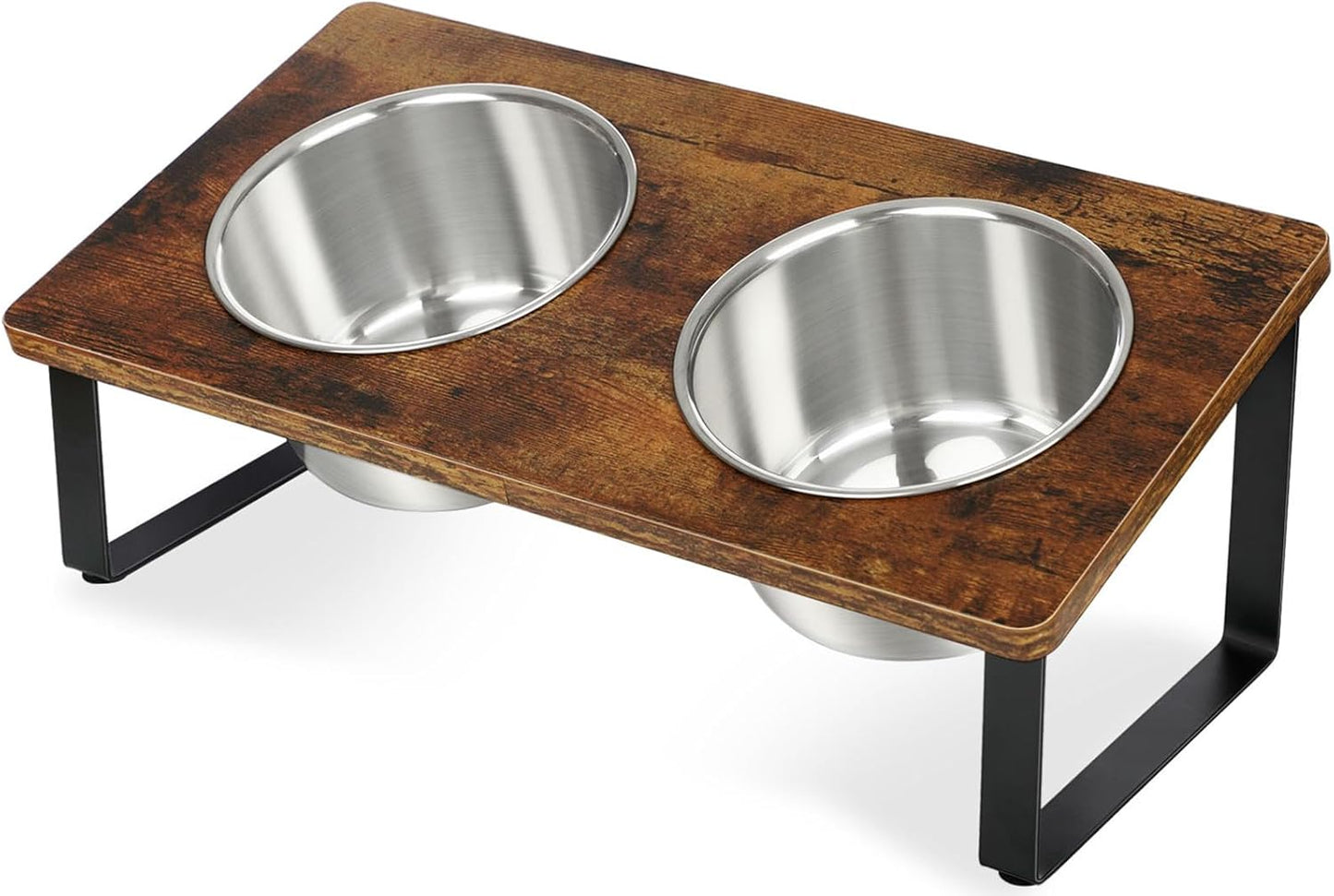 Elevated Dog Bowls for Small Medium Wood Dogs Raised Bowl Stand with 2 Stainless Steel Deep Dog Food and Water Bowls, Anti Vomit, Non-Slip Feeding Dishes(Tilted，3 inches in Height, 40oz - Pet Explorer