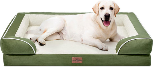 Comfort Expression Orthopedic Dog Beds for Jumbo Breed Large Dogs, Jumbo Dog Beds Waterproof, PV Washable Pet Sofa Couch with Removable Cover & Non-Slip Bottom(Light Green) - Pet Explorer