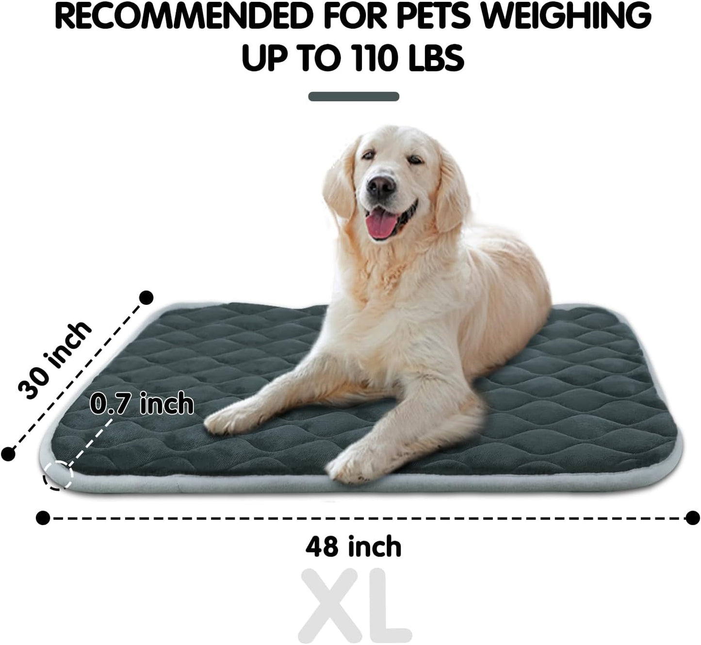 furrybaby Dog Bed Mat Flat Crate Mat with Anti-Slip Bottom Machine Washable Pet Kennel Pad for Dog Sleeping (XL 48x30'', Grey Mat) - Pet Explorer