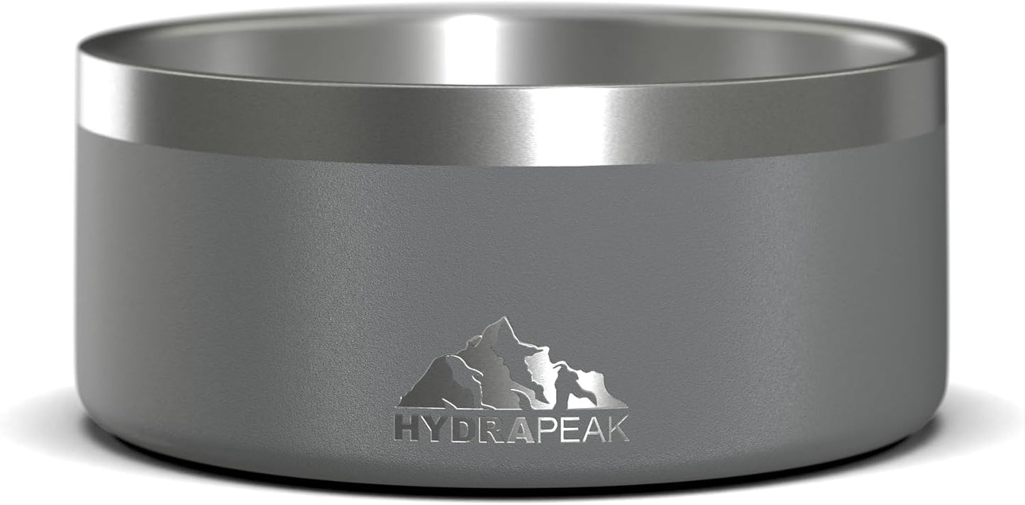 Hydrapeak Dog Bowl; Non Slip Stainless Steel; Water and Food Dish; Large Sized and Small Dogs; 32oz 64oz; Multiple Sizes; 4 Cup | Graphite - Pet Explorer