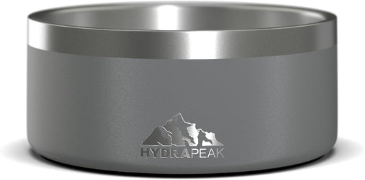 Hydrapeak Dog Bowl; Non Slip Stainless Steel; Water and Food Dish; Large Sized and Small Dogs; 32oz 64oz; Multiple Sizes; 4 Cup | Graphite - Pet Explorer