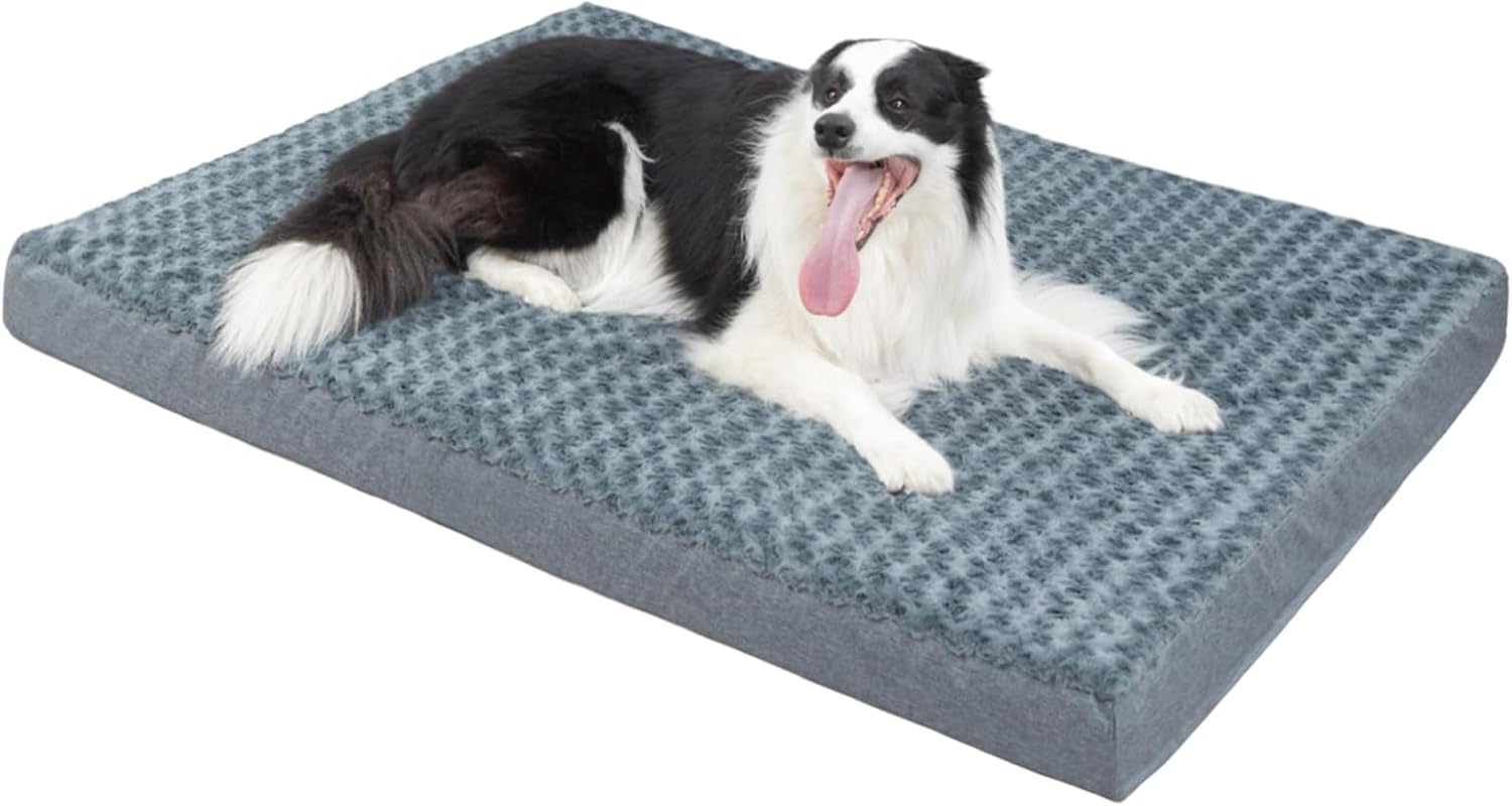 KHONSU PET Dog Bed Mat Plush 4in Orthopedic Pad for Large Dogs up to 150 lbs XXXL Large Waterproof Plush & Removable Cover Machine Washable for Gaint Dogs - Pet Explorer