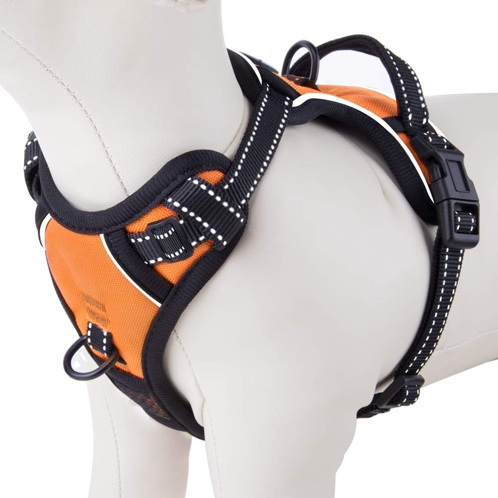 PHOEPET No Pull Dog Harnesses for Small Puppies Reflective Adjustable Front Clip Vest with 2 Metal Leash Clips and Soft Handle(XS, Orange) - Pet Explorer