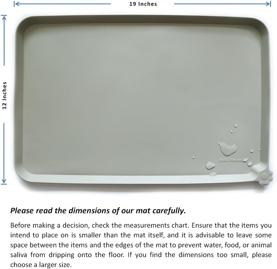 Hoki Found Silicone Pet Food Tray - Non Slip Pet Dog Cat Bowl Placemat - Feeding Mat - Waterproof Dog Cat Food Mats - For Carpet - Cream Green - Pet Explorer