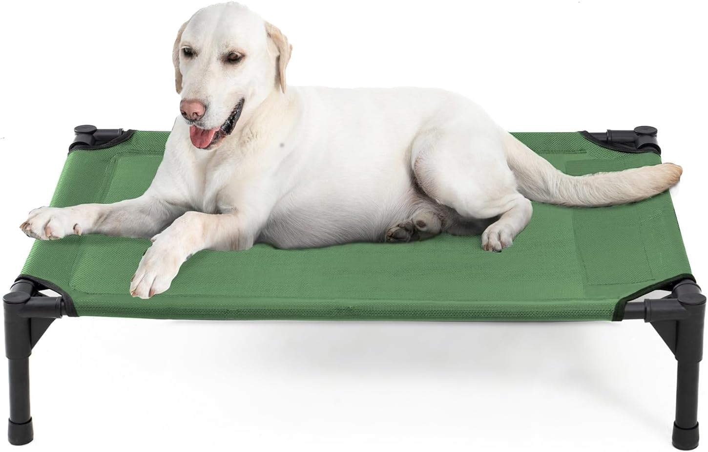 Elevated Dog Bed for Large Dogs - Heavy Duty, Recyclable Mesh, Fits Up to 150 LBs - Indoor & Outdoor, Green - Pet Explorer