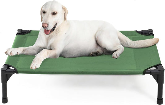 Elevated Dog Bed for Large Dogs - Heavy Duty, Recyclable Mesh, Fits Up to 150 LBs - Indoor & Outdoor, Green - Pet Explorer