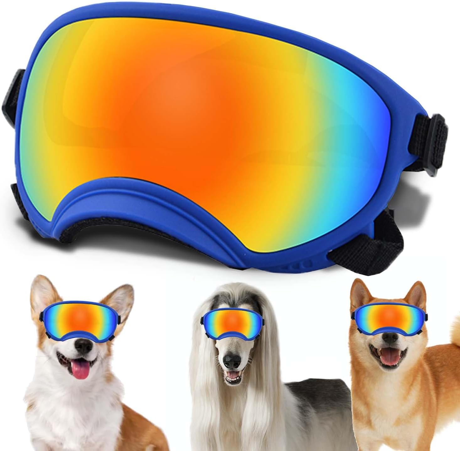 Medium Dog Sunglasses with Adjustable Strap UV Protection, Winproof Dog Puppy Sunglasses, Suitable for Medium Dog Pet Glasses, Dogs Eyes Protection,Soft Dog Goggles - Pet Explorer