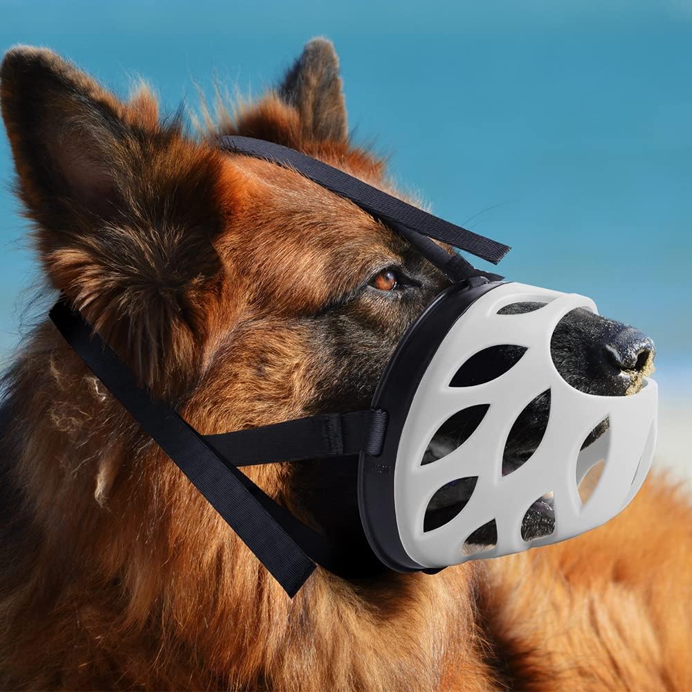 Dog Muzzle, Breathable Basket Muzzles for Small, Medium, Large and X-Large Dogs, Prevent Barking, Biting, Chewing Dog Mouth Cover Gray - Pet Explorer