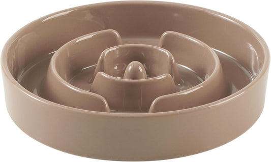 8.2inch Ceramic Slow Feeder Dog Bowl for Medium and Large Breed, Puzzle Dog Food Dish, Anti-Gulping, Pet Slow Feeder, Stop Bloat, Preventing Choking (Single Bowl-Brown Coffee) - Pet Explorer