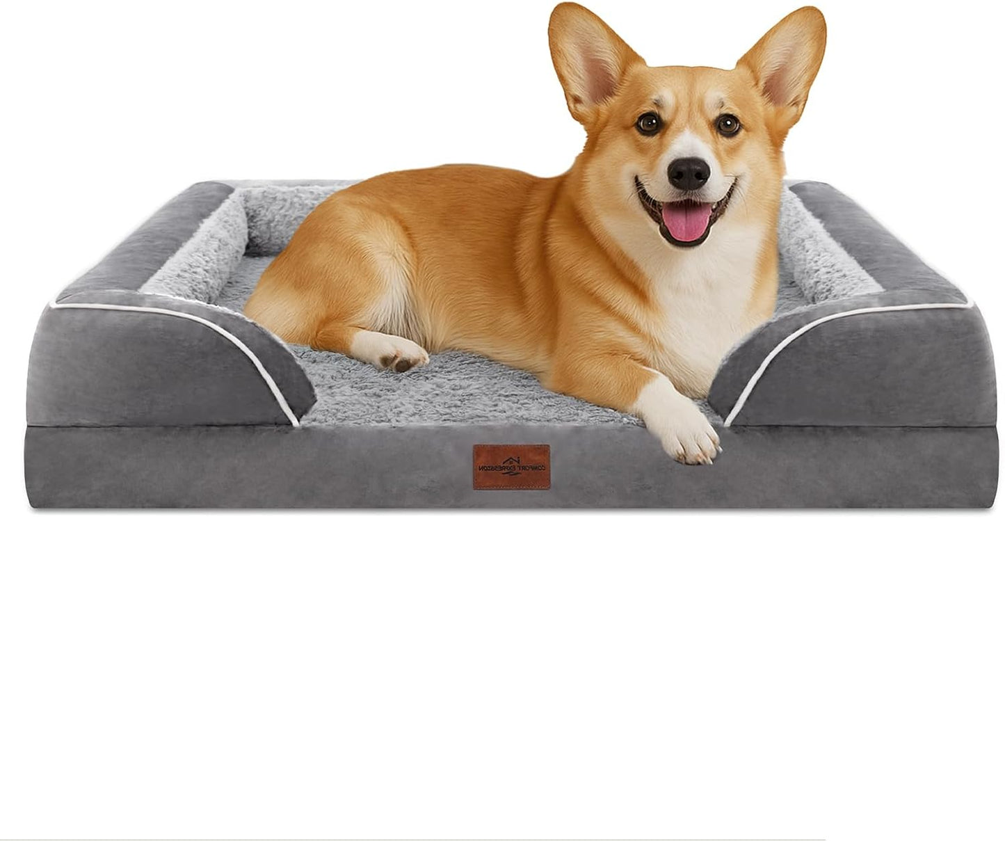 Comfort Expression Medium Dog Beds Waterproof Orthopedic Foam Dog Sofa Beds for Medium Large Dogs Comfy Pet Bed with Washable Removable Cover & Non-Slip Bottom(Medium,Grey) - Pet Explorer