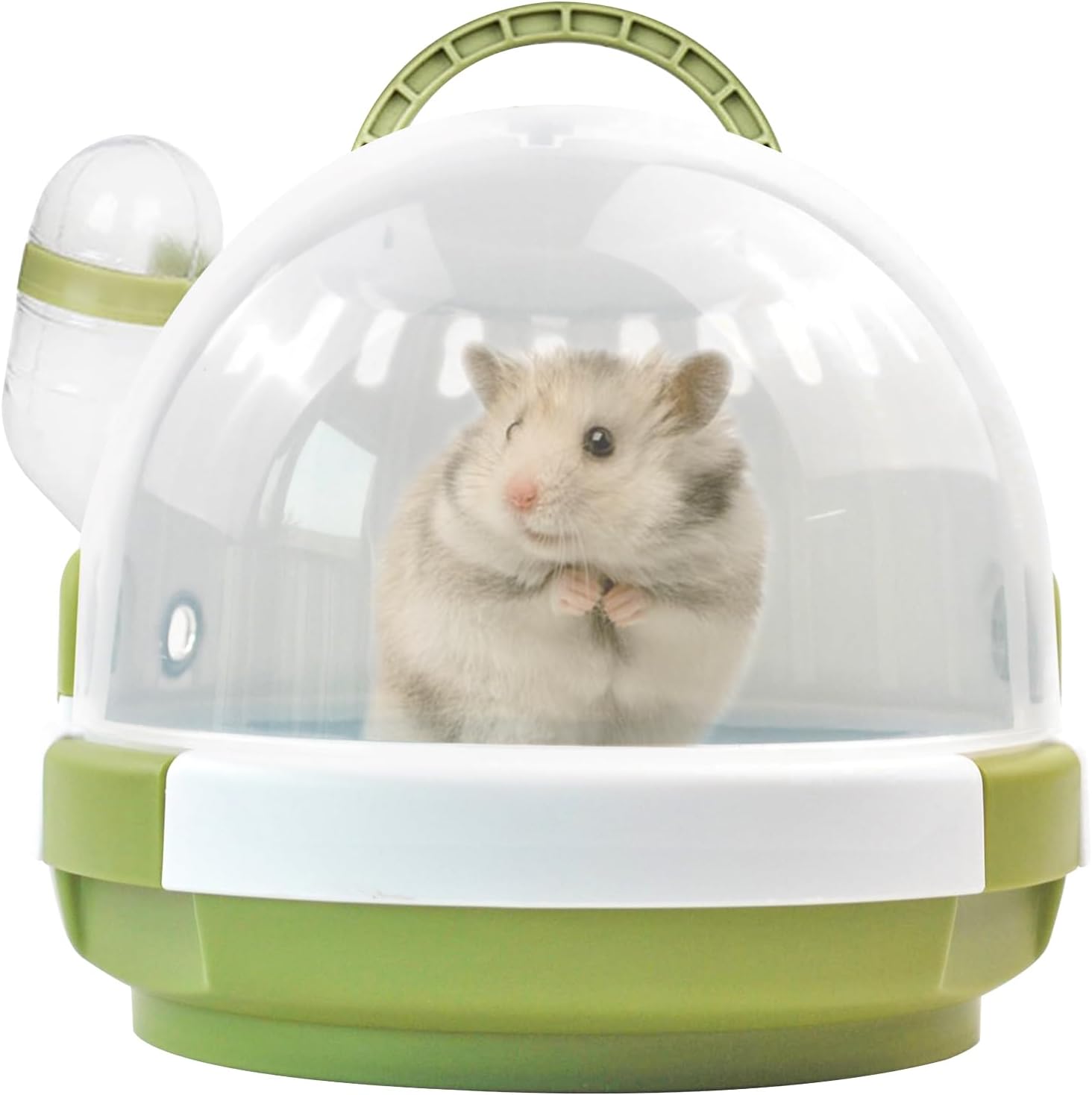 Hamster Carrier Cage with Water Bottle,Portable Dwarf Hamster Travel Carrier Plastic Guinea Pig Carrier Small Animal Breathable Outdoor Cage for Hamsters Chinchillas Hedgehog (Green) - Pet Explorer