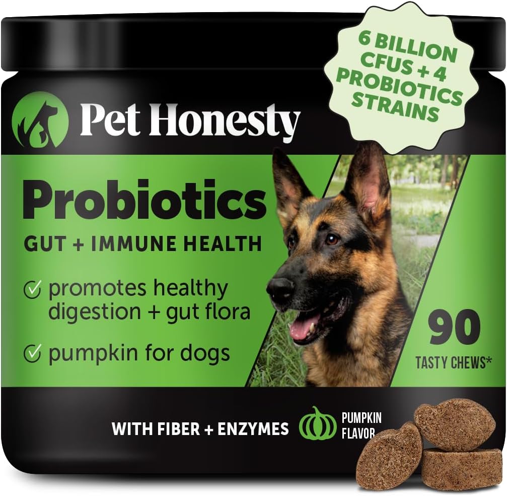 Probiotics for Dogs for Occasional Diarrhea & Bowel Support, Digestive Enzymes with Prebiotics for Gut Health for Dogs, Immunity Health & Itch Relief (Pumpkin 90 ct) - Pet Explorer