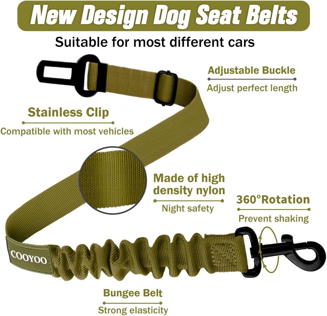 COOYOO Dog Seat Belt,3 Piece Set Retractable Dog Car Adjustable Seatbelts for Vehicle Nylon Pet Safety Heavy Duty & Elastic & Durable Car Harness for Dogs - Pet Explorer