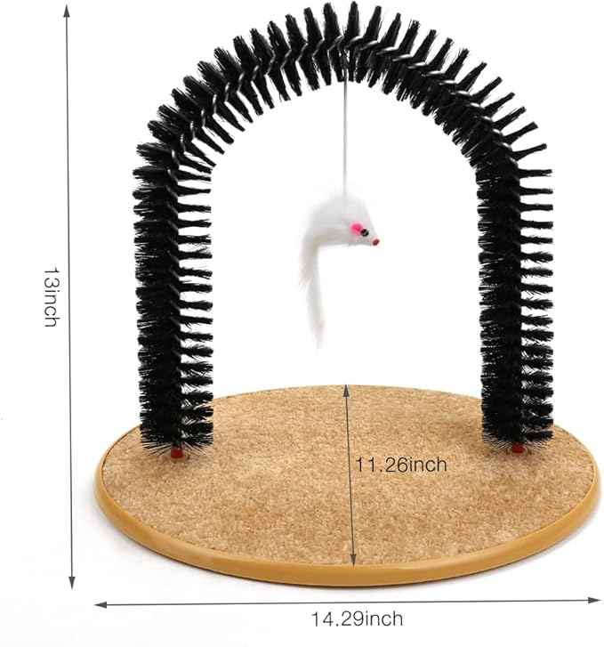 Cat Self Groomer Brushes for Indoor Cats, Cat Face Scratcher Brush Arch Scratching Board Scratch Pad Massager for Shedding, Head Hair Grooming Posts for Rubbing Deshedding w/Cute Kitten Toy