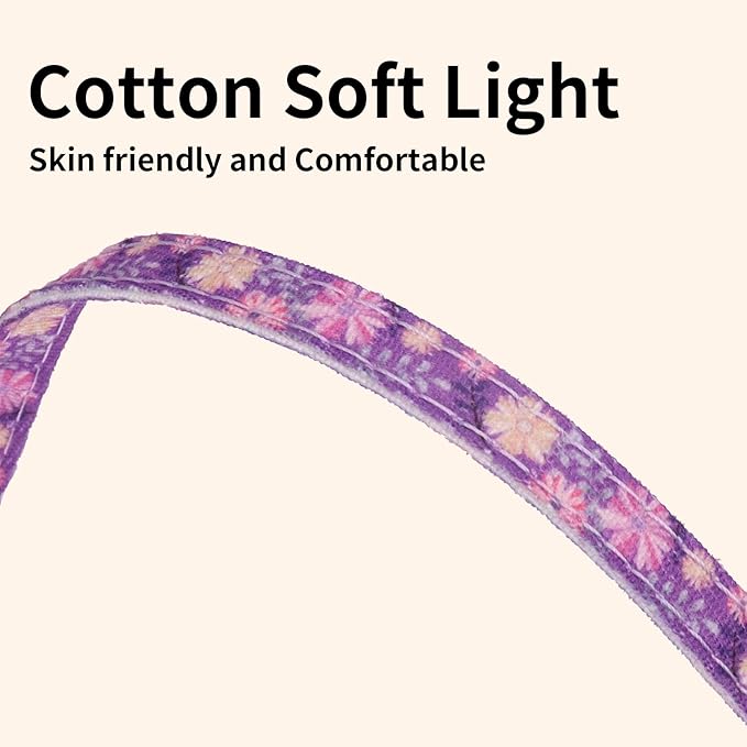 Cotton Cat Harness and Leash Set, Escape-Proof Adjustable Soft Harness for Kitten, Small & Large Cats, Ideal for Travel & Outdoor Walking (Flower)