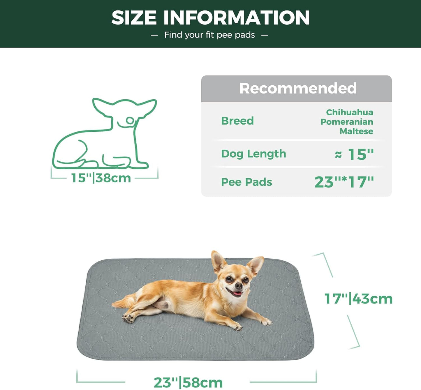 FXW Washable Pee Pads for Dogs, Puppy Pads with Super Absorbent, Specifically Designed for 24inch Cages, 23" × 17" Rectangle, Gray, 2 Packs - Pet Explorer