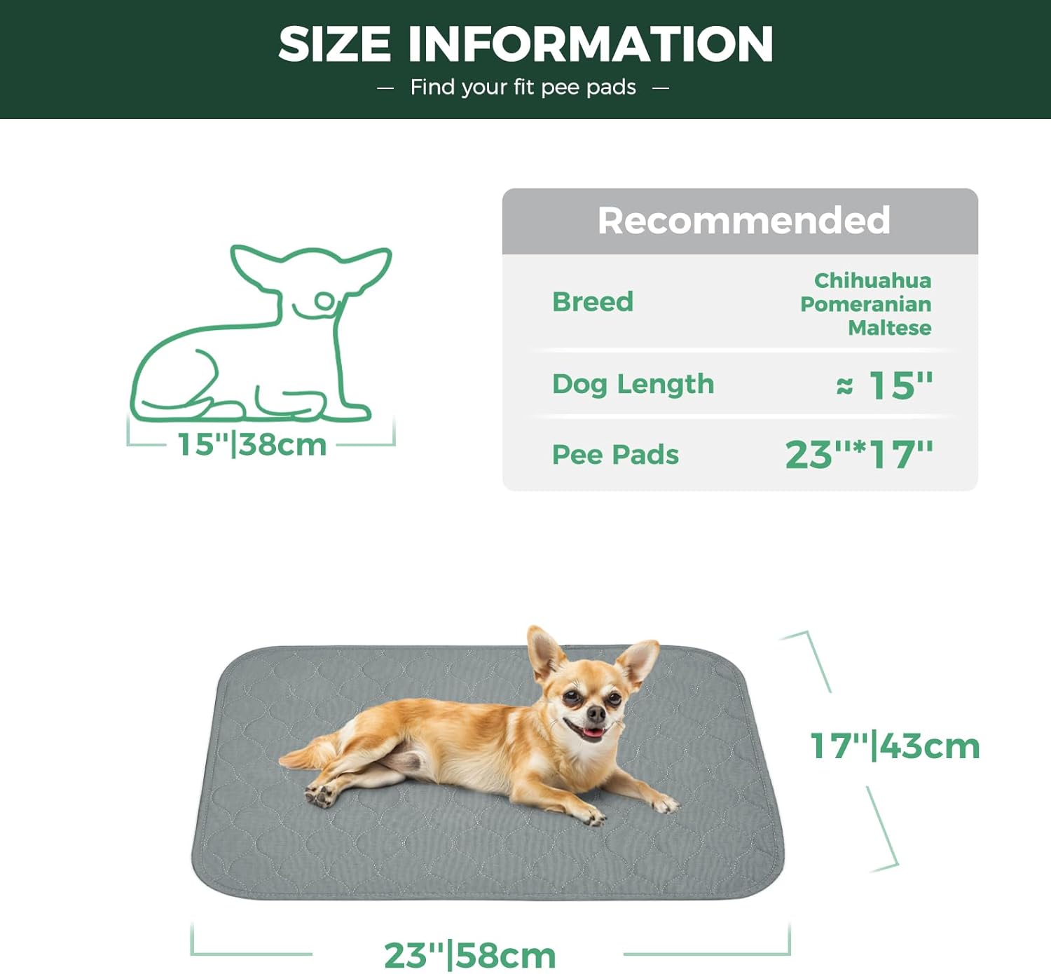 FXW Washable Pee Pads for Dogs, Puppy Pads with Super Absorbent, Specifically Designed for 24inch Cages, 23" × 17" Rectangle, Gray, 2 Packs - Pet Explorer