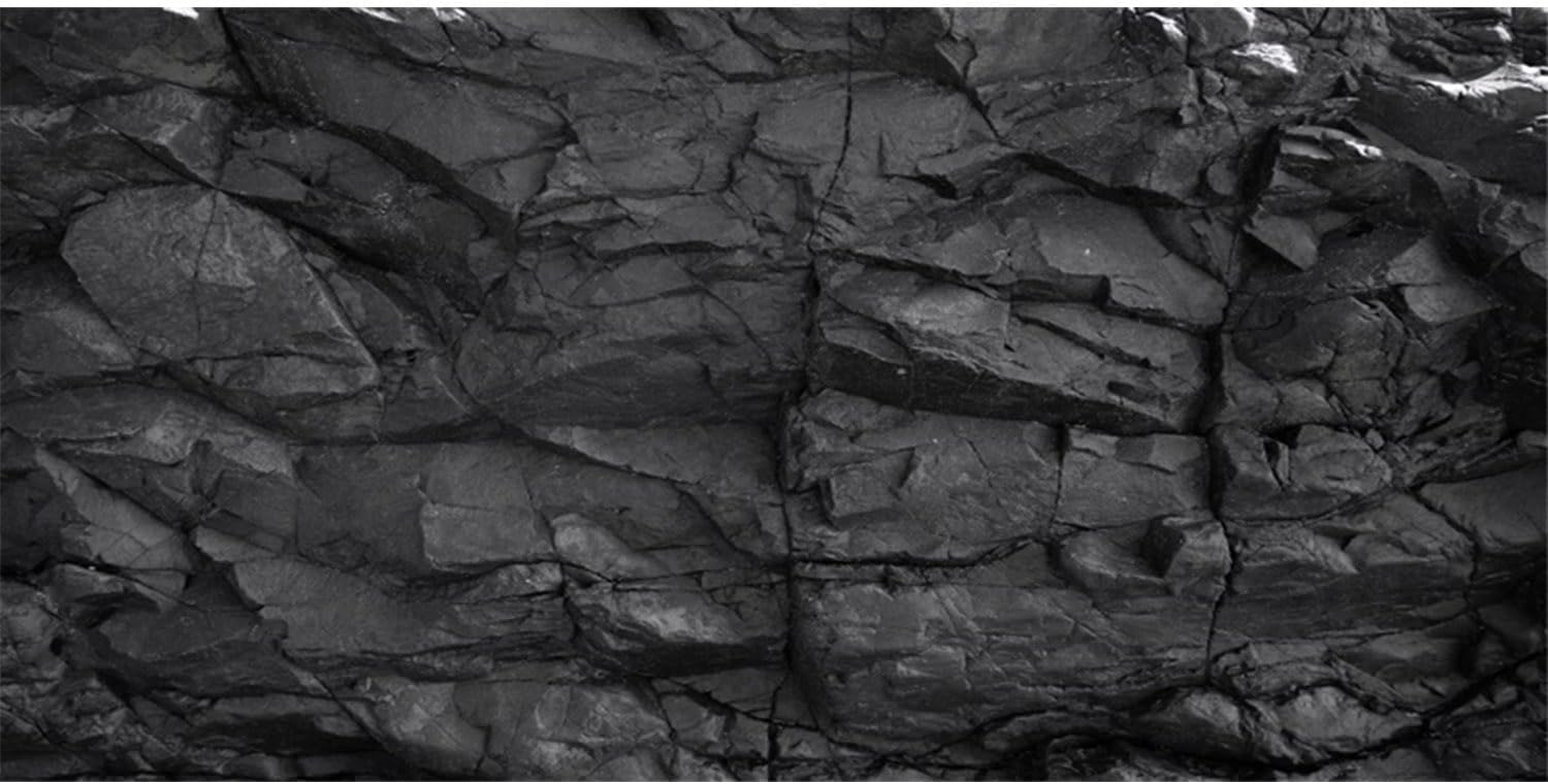 AWERT 72x18 inches Stone Aquarium Background Black Rock Fish Tank Background Rocky Terrarium Background Vinyl - Pet Explorer