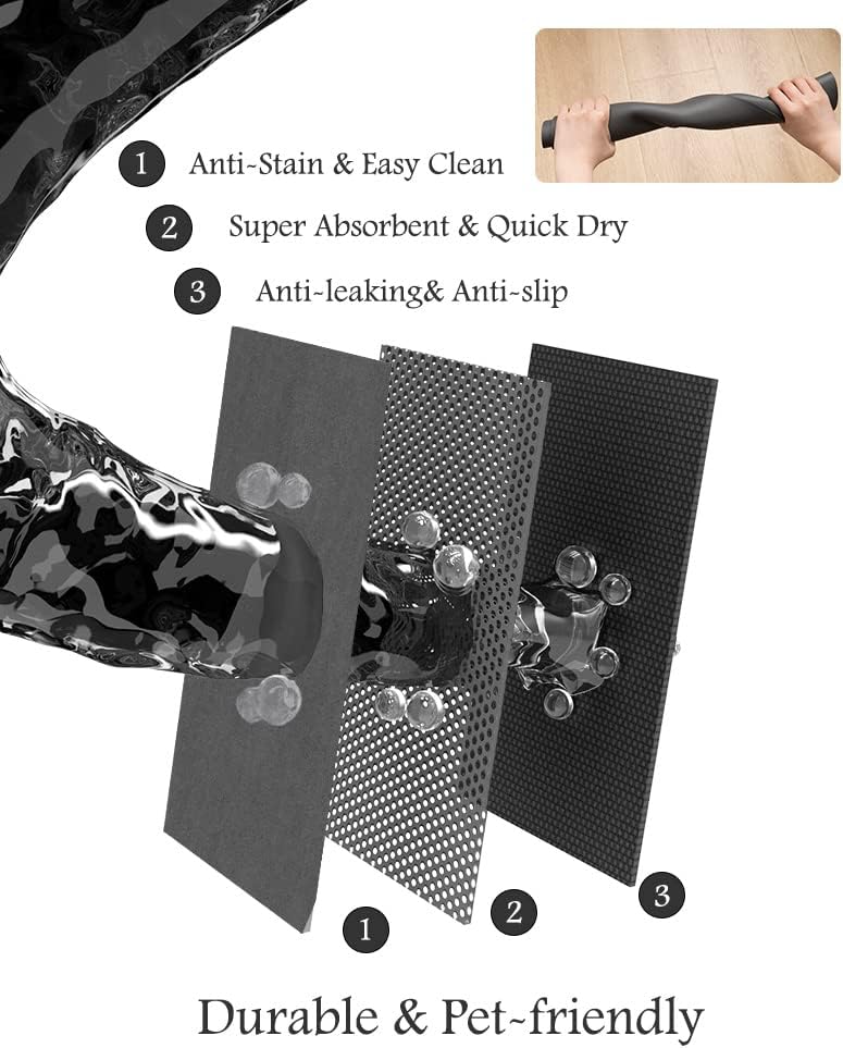 Pet Feeding Mat-Absorbent Dog Mat for Food and Water Bowl-No Stains Quick Dry Water Dispenser Mat-Dog Accessories Pet Supplies-Bowl for Messy Drinkers（Darkgrey,17"x34" - Pet Explorer