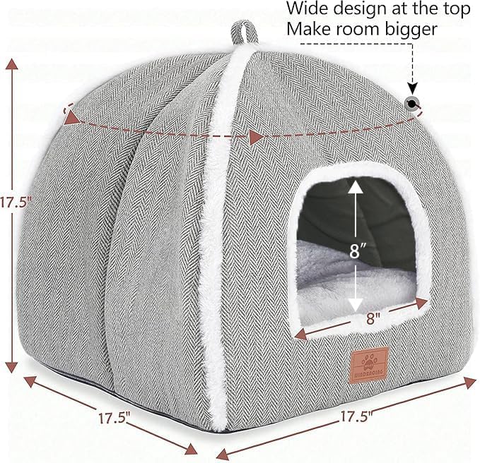 Cat Bed for Indoor Cats - Cat Cave Bed Cat House Cat Tent with Removable Washable Cushioned Pillow, Soft and Self Warming Kitten beds,Cat Beds & Furniture （Large Grey） - Pet Explorer
