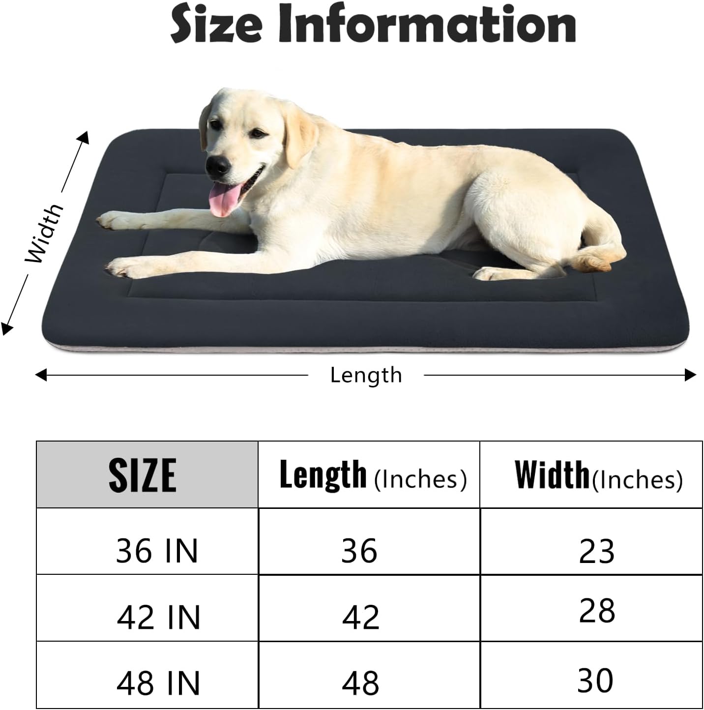 JoicyCo Large Dog Bed Soft Dog Crate Pad Mat 42 in Non-Slip Bottom Washable Dog Sleeping Mattress Pet Beds Cat Bed Kennel Pad, Dark Gray - Pet Explorer